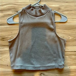 Everlane Women’s Cropped Mockneck Ribbed Tank in Clay